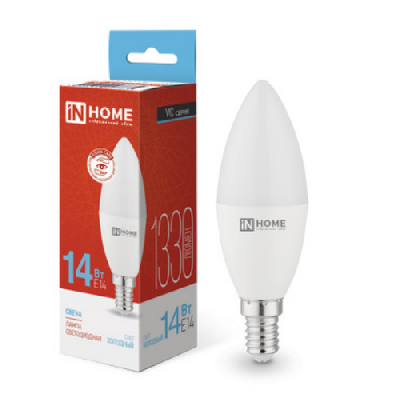 Лампа светодиодная LED-СВЕЧА-VC 14Вт 230В E14 6500K 1330Лм IN HOME